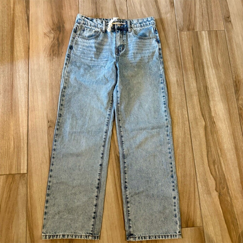 RSQ Jeans Size 16 Light Wash High Rise Straight Leg Drawstring